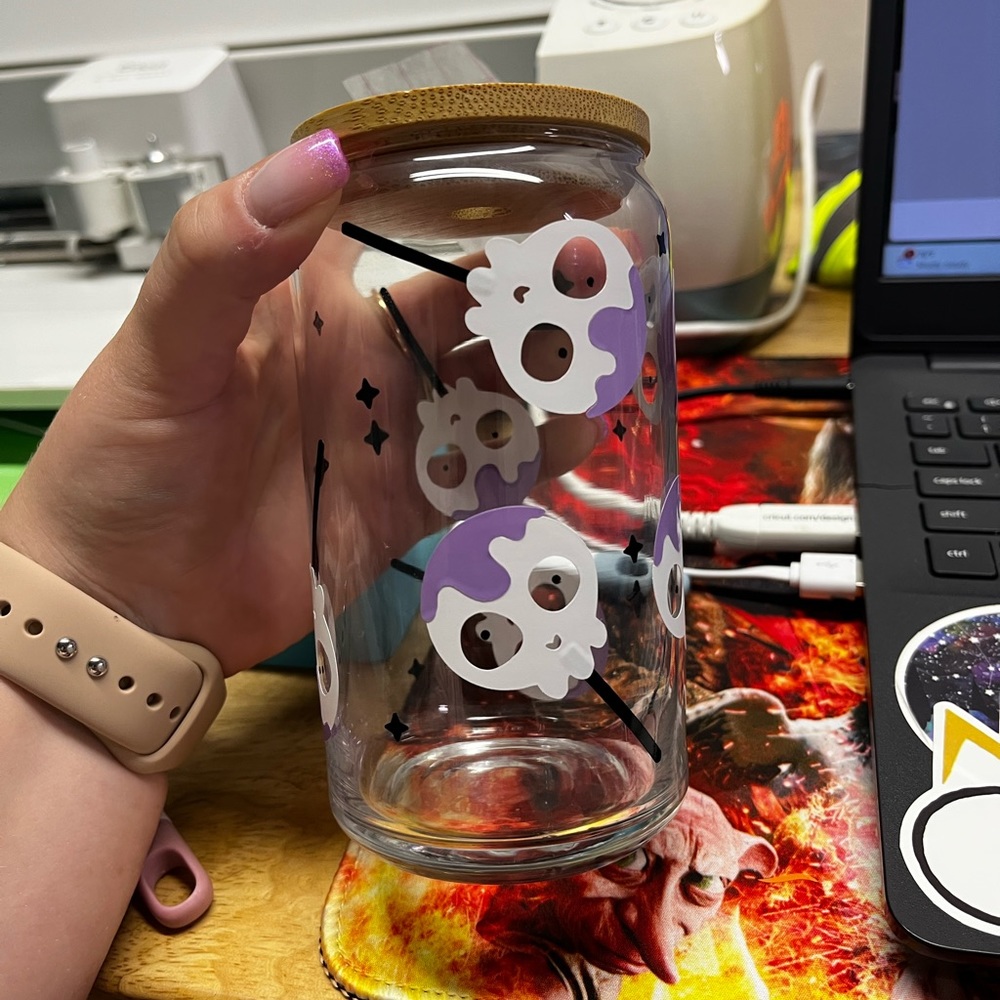 Custom Skull Lollipop 🍭 Bamboo Cup with Straw